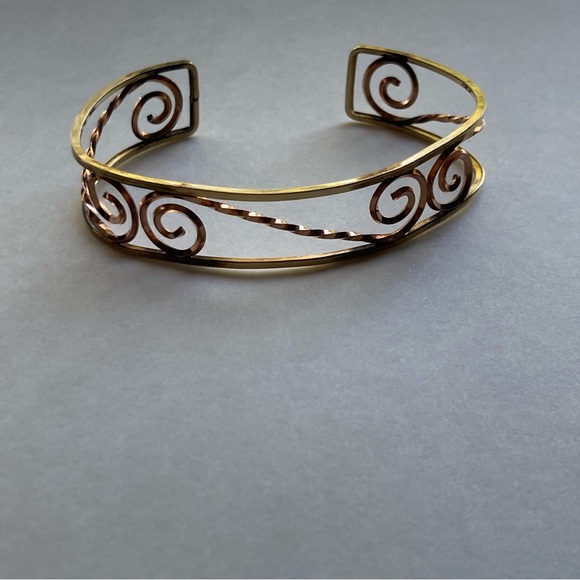 Gold & Copper Tone Scroll Cuff Bracelet - Picture 1 of 4